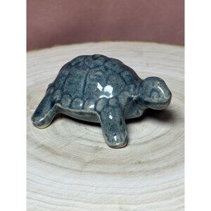 TURTLE handmade Art Pottery Figurine Trinket Clay Ceramic 2.3inches Blue/Green